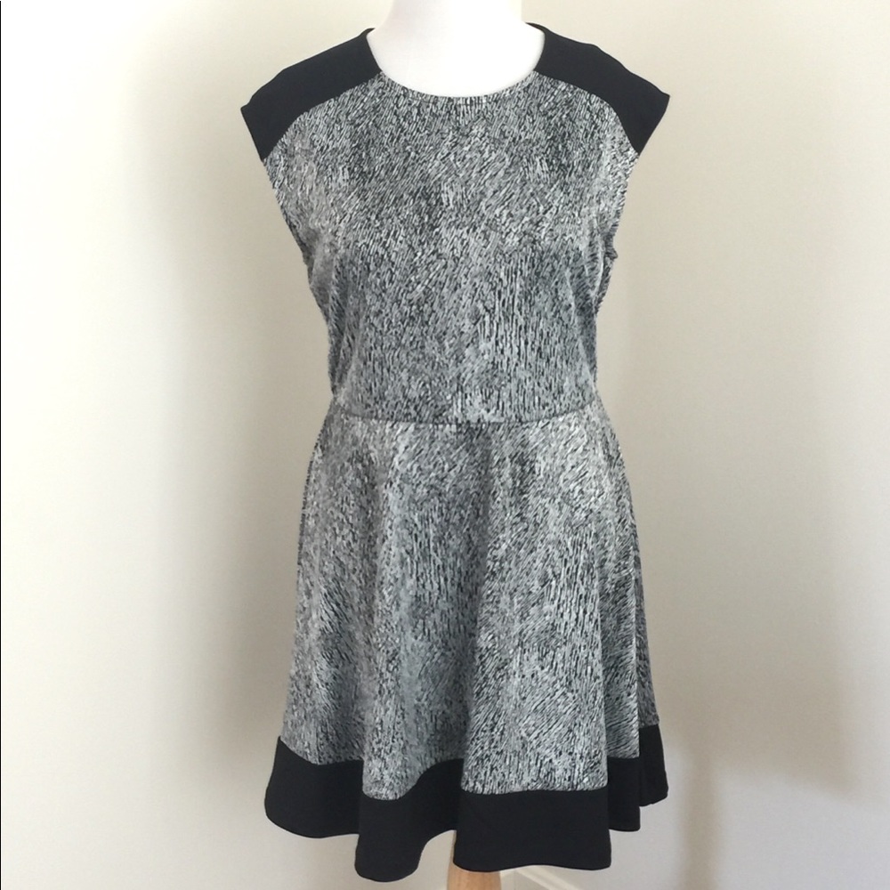 Black & White Short Sleeved Midi Dress